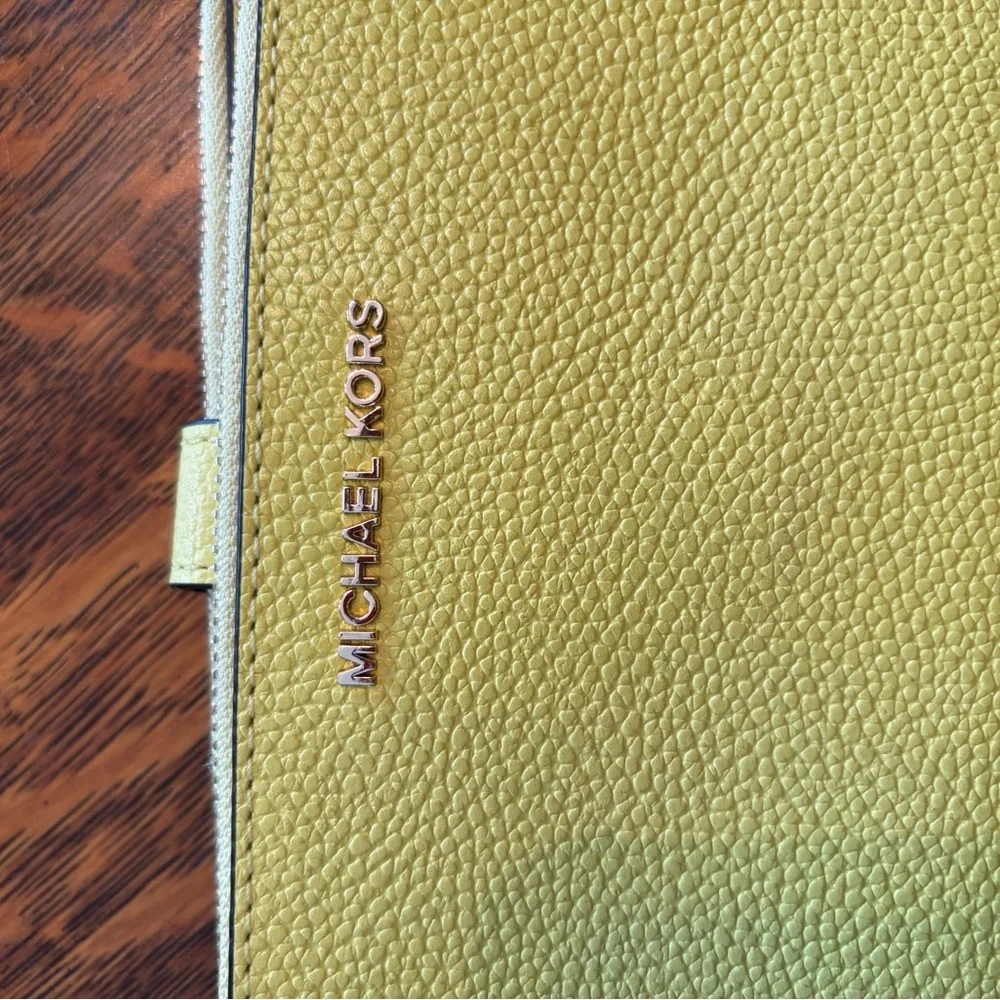 Michael Kors Yellow Pebbled Leather Wristlet Clutch